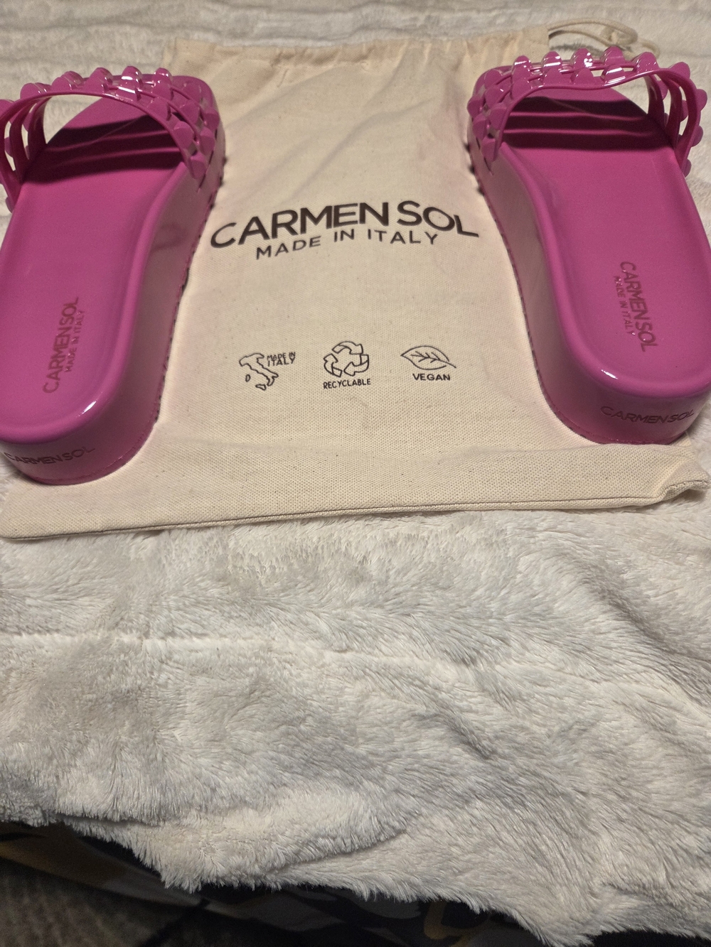 Carmen Sol Hot Pink Studded Slide Sandals